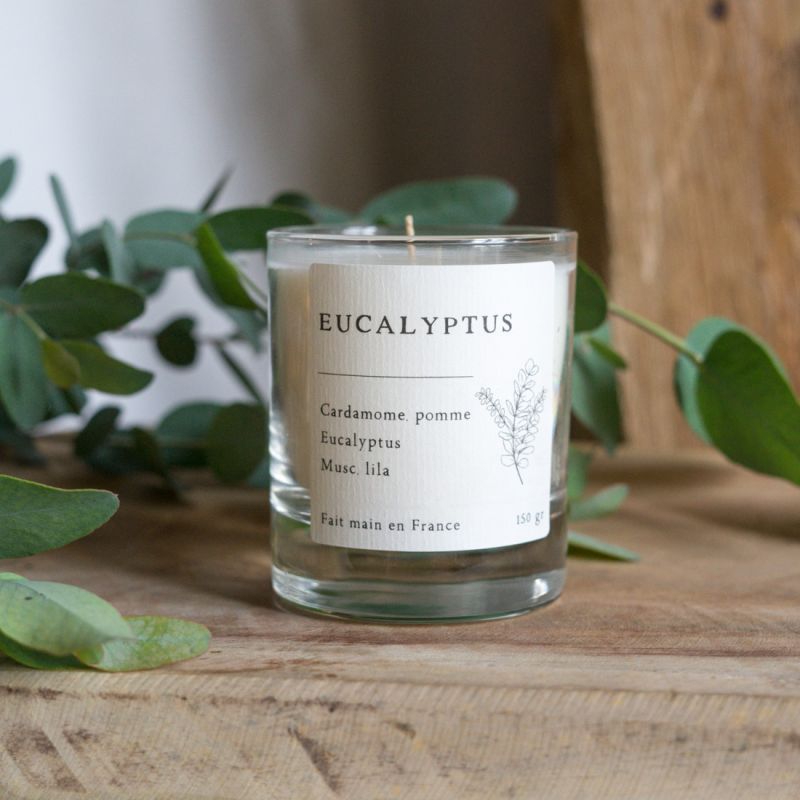 Bougie parfumée artisanale cire végétale - Eucalyptus