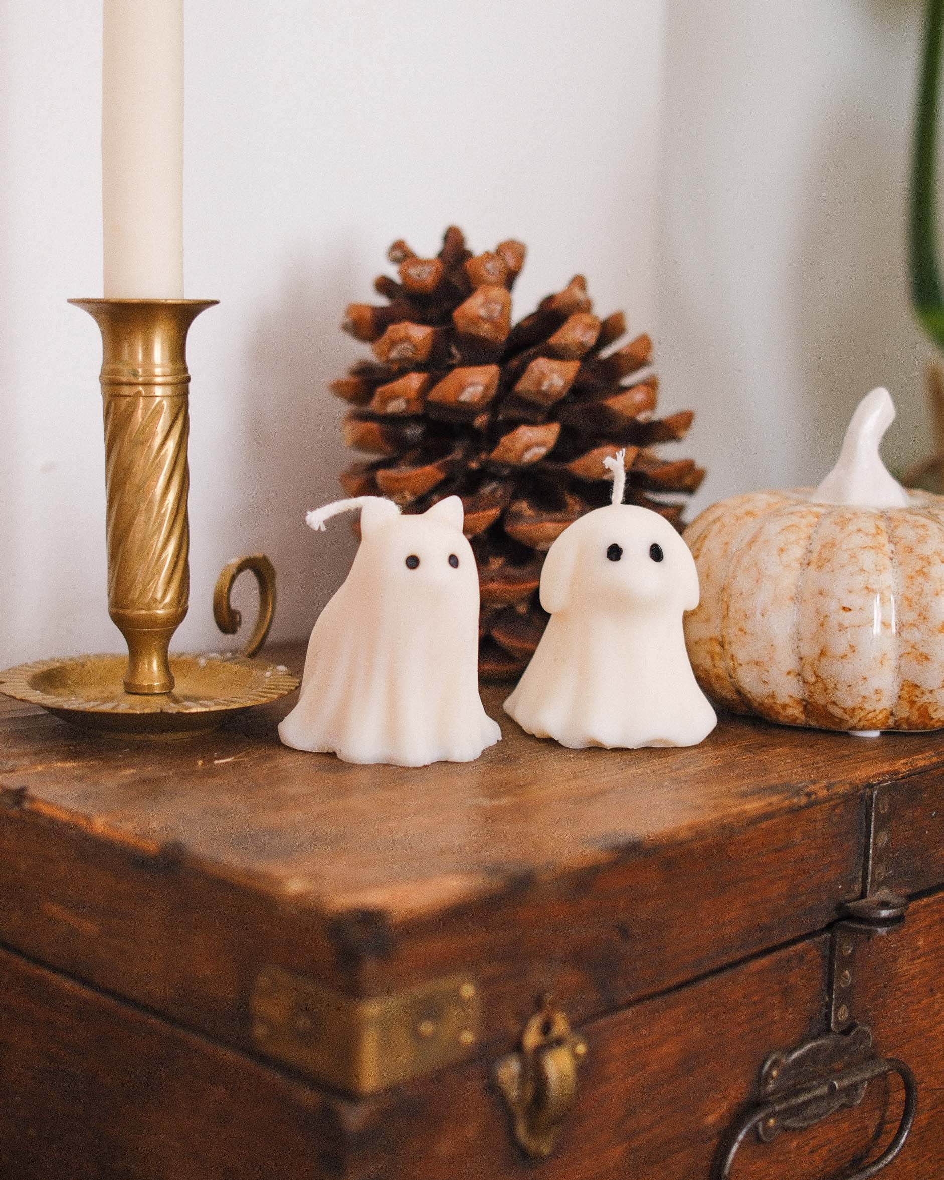 Bougie décorative - chien et chat fantôme mignon