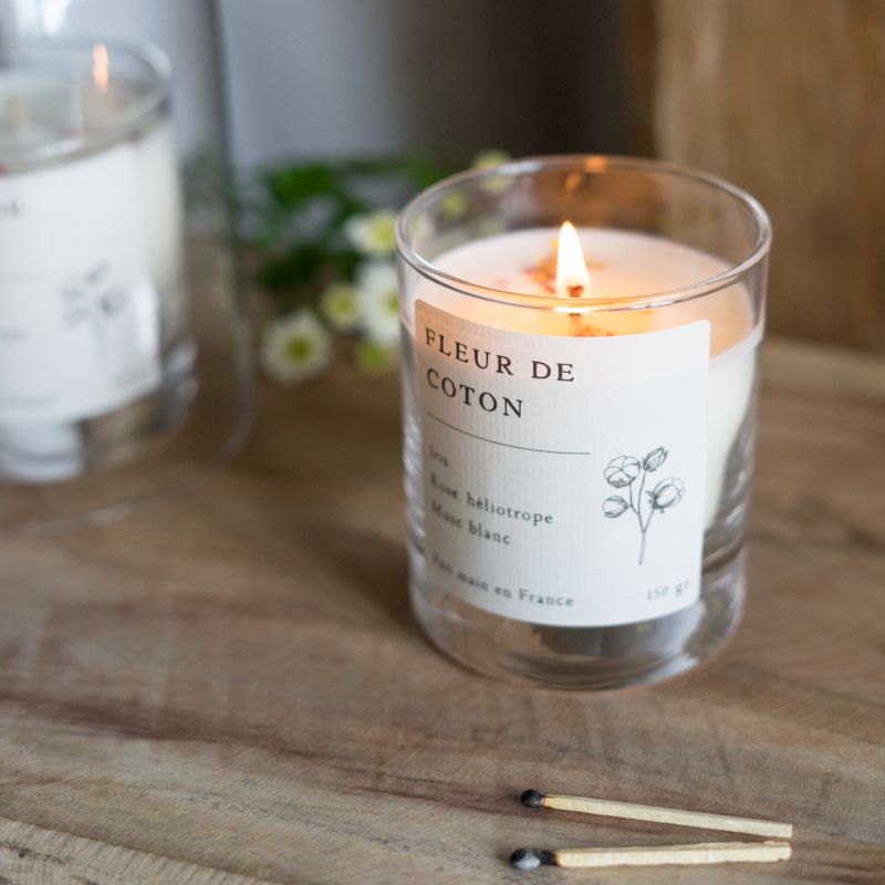Bougie parfumée artisanale cire végétale - Fleur de coton