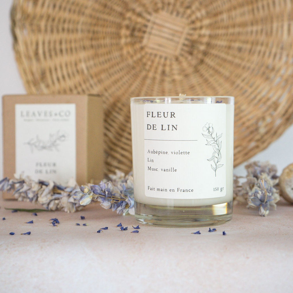 Bougie parfumée artisanale cire végétale - Fleur de lin