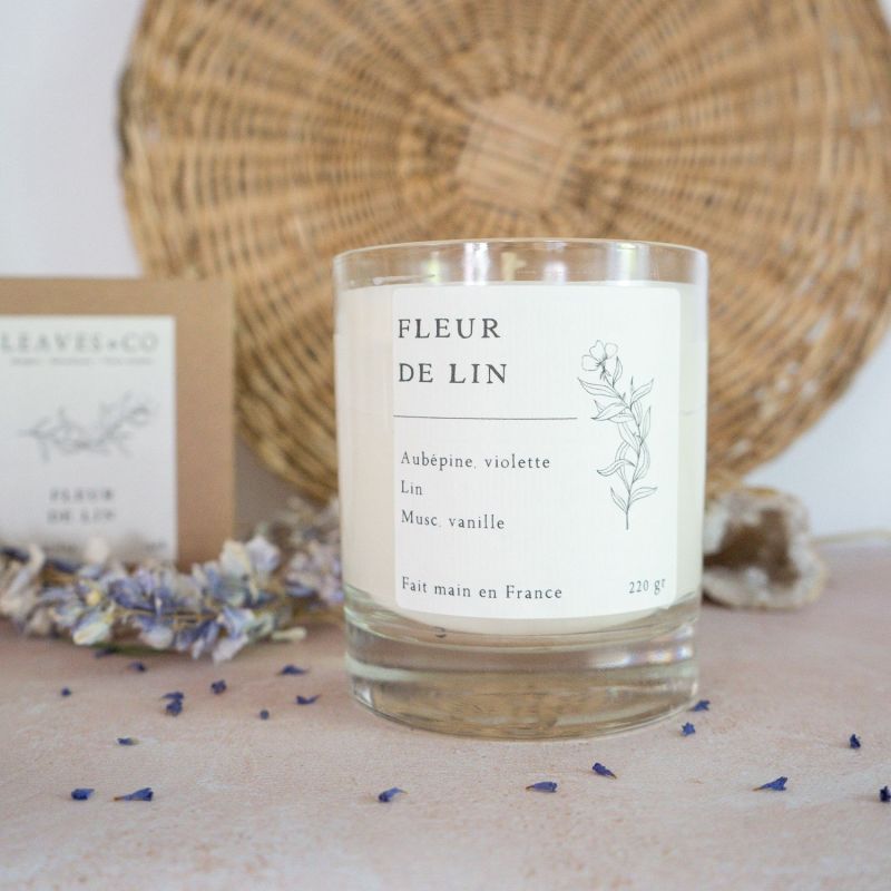 Bougie parfumée artisanale cire végétale - Fleur de lin