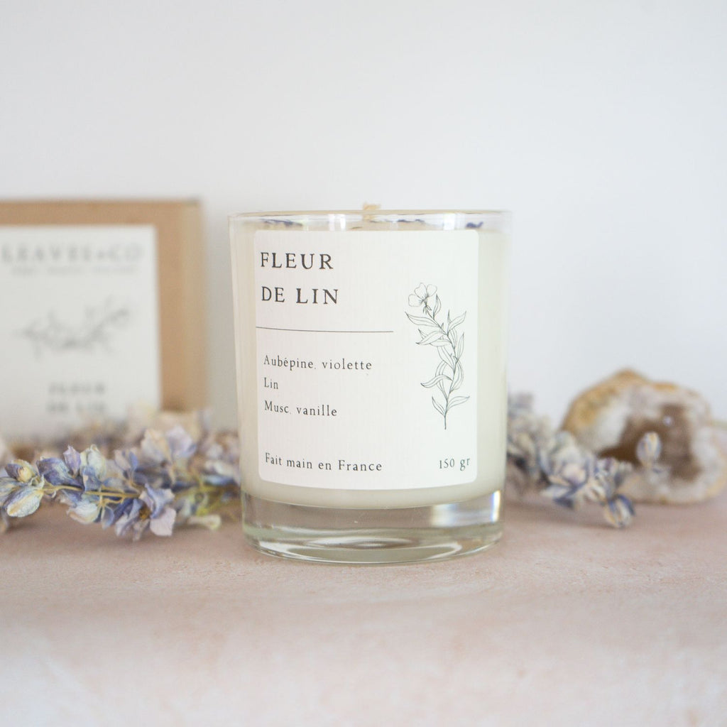 Bougie parfumée artisanale cire végétale - Fleur de lin