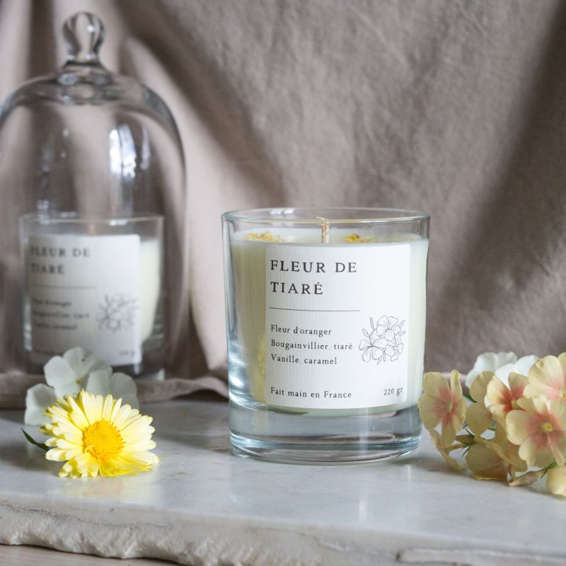 Bougie parfumée artisanale cire végétale - Fleur de tiaré