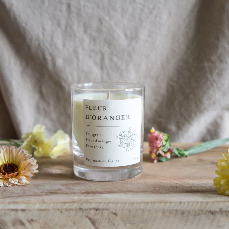 Bougie parfumée artisanale cire végétale - Fleur d'oranger