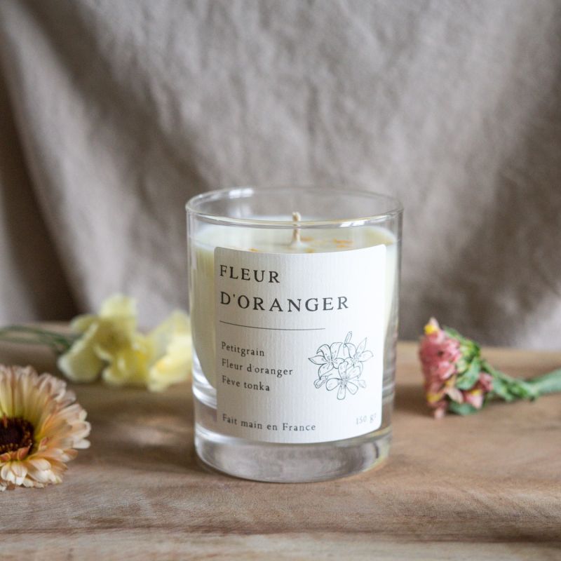 Bougie parfumée artisanale cire végétale - Fleur d'oranger