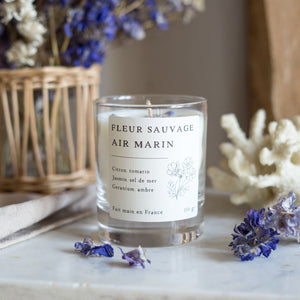 Bougie parfumée artisanale cire végétale - Fleur sauvage & Air marin