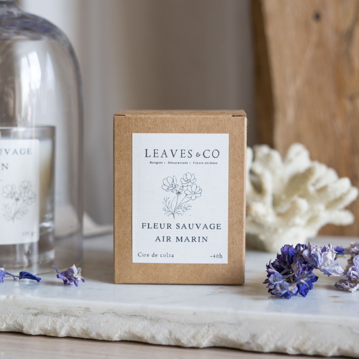 Bougie parfumée artisanale cire végétale - Fleur sauvage & Air marin