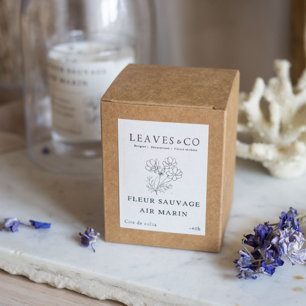 Bougie parfumée artisanale cire végétale - Fleur sauvage & Air marin