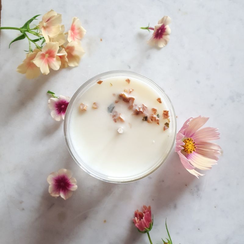 Bougie parfumée artisanale cire végétale - Jasmin frangipanier