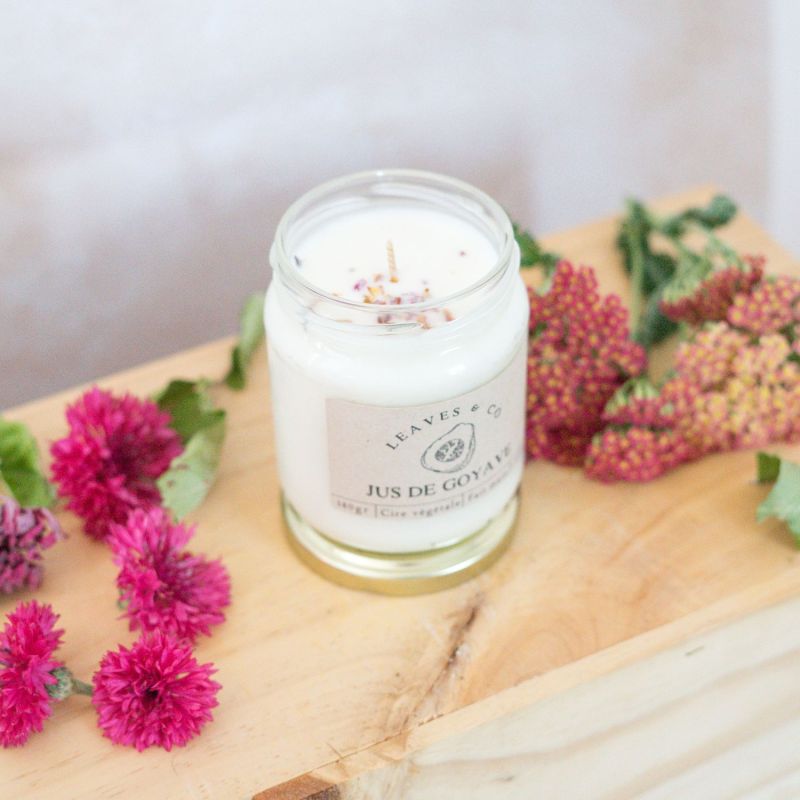Bougie parfumée artisanale cire végétale - Jus de goyave