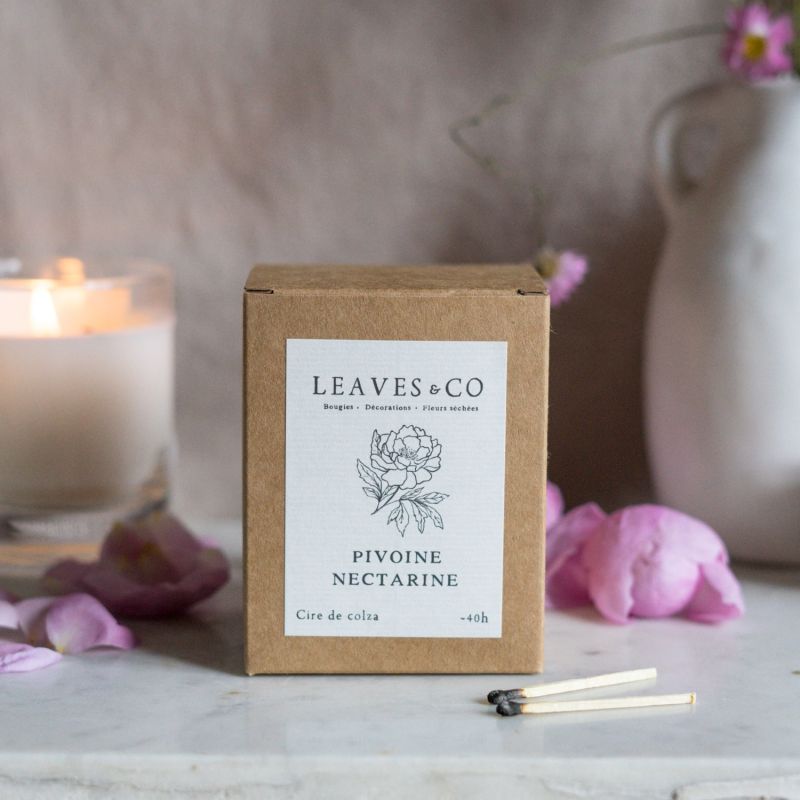 Bougie parfumée artisanale cire végétale - Pivoine nectarine