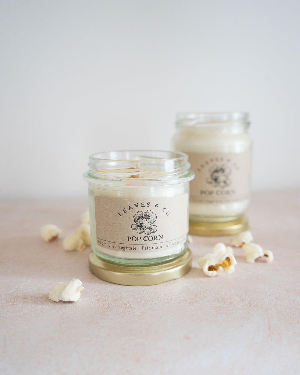 Bougie parfumée artisanale cire végétale - Pop corn