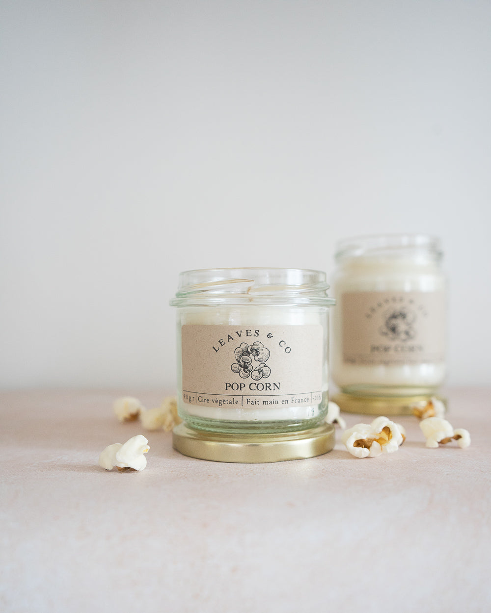 Bougie parfumée artisanale cire végétale - Pop corn