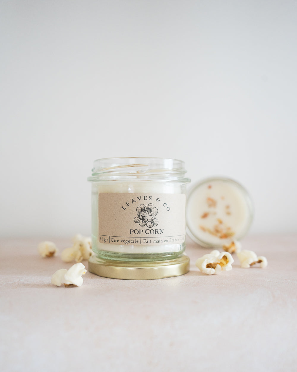 Bougie parfumée artisanale cire végétale - Pop corn