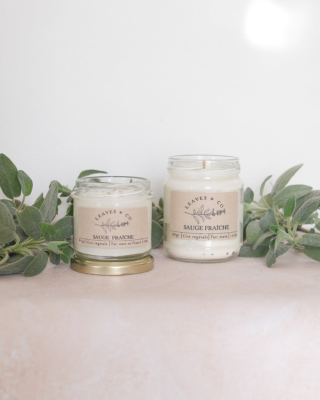 Bougie parfumée artisanale cire végétale - Sauge fraiche