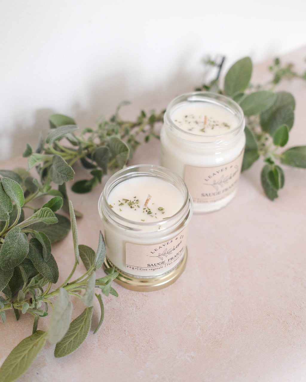 Bougie parfumée artisanale cire végétale - Sauge fraiche