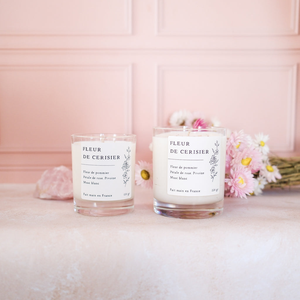 Bougie parfumée artisanale cire végétale - Fleur de cerisier