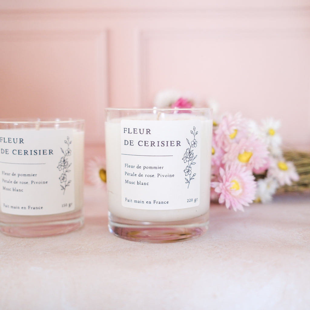 Bougie parfumée artisanale cire végétale - Fleur de cerisier