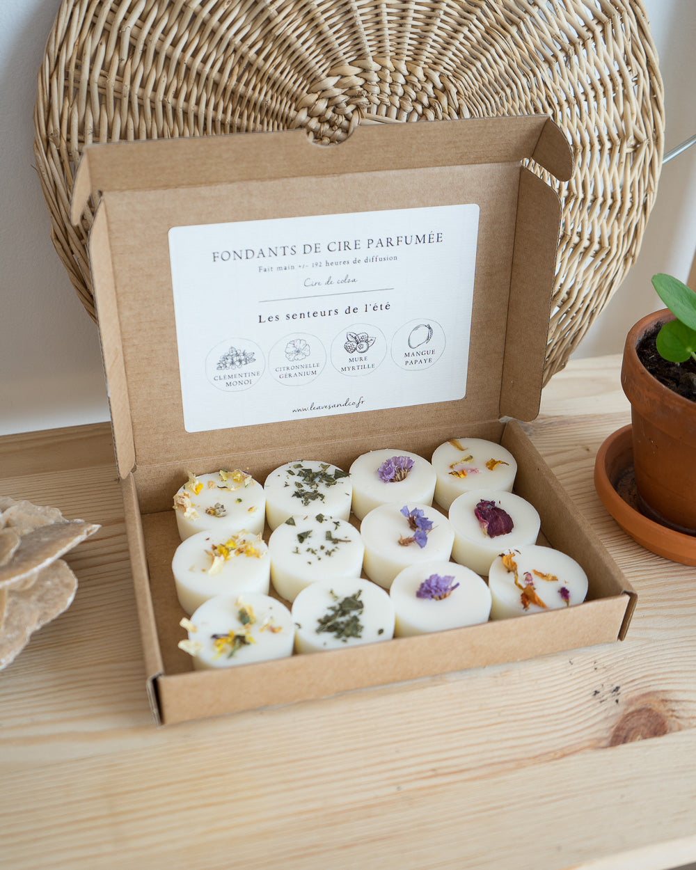 Coffret de 12 fondants de cire parfumée senteurs de l'été