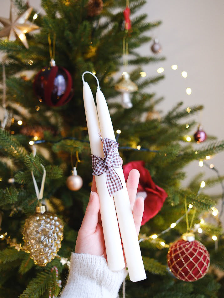 Lot de chandelles blanches artisanales