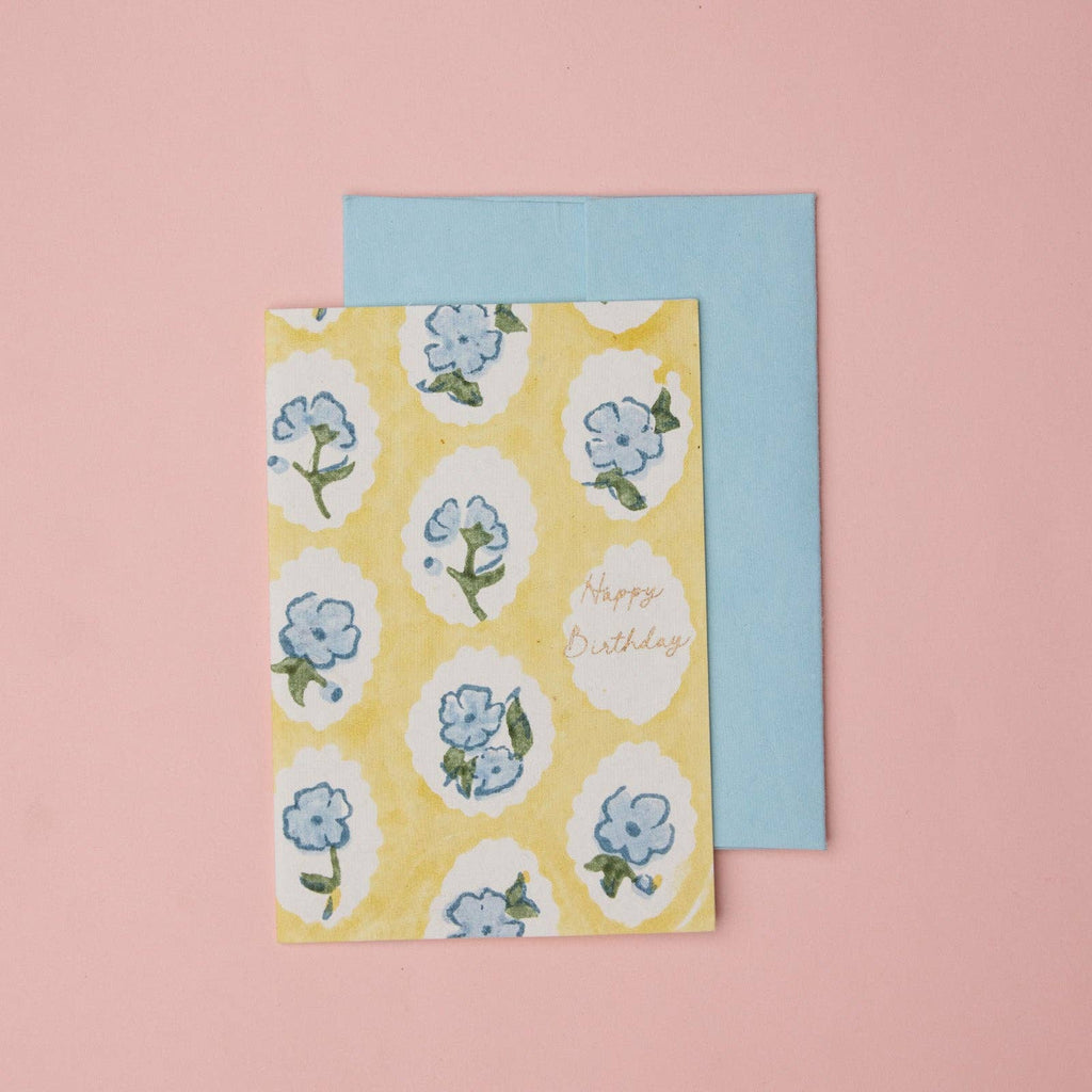 Carte d’anniversaire – Fleurs bleues
