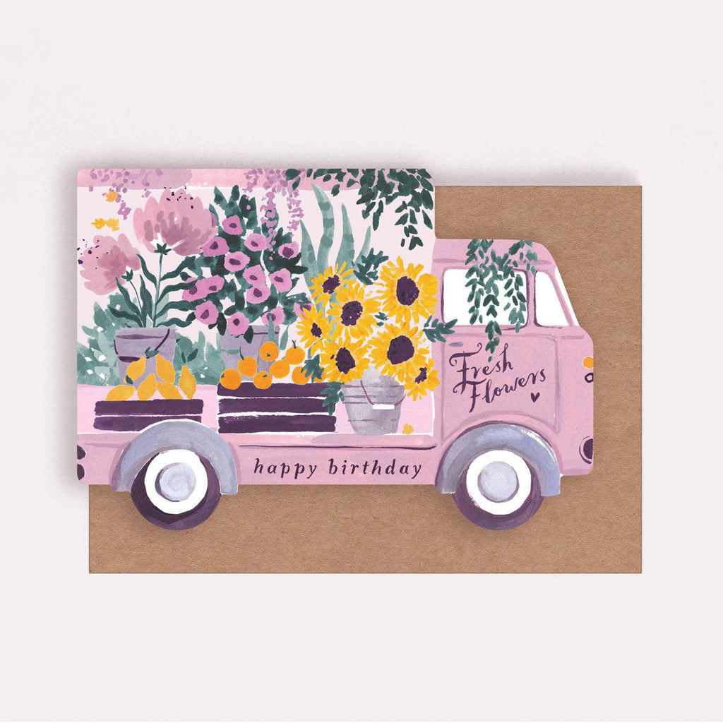 Carte d’anniversaire – Camion de fleurs