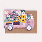 Carte d'anniversaire Camion de Fleurs | Carte d'anniversaire féminine | Design floral