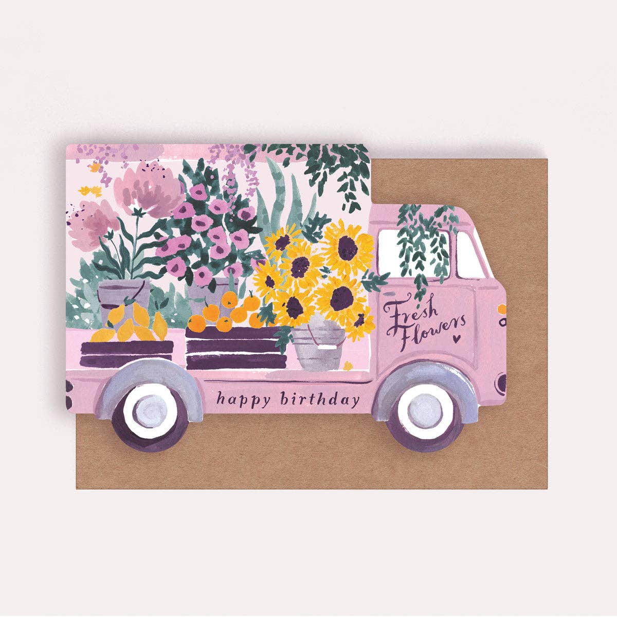 Carte d'anniversaire Camion de Fleurs | Carte d'anniversaire féminine | Design floral