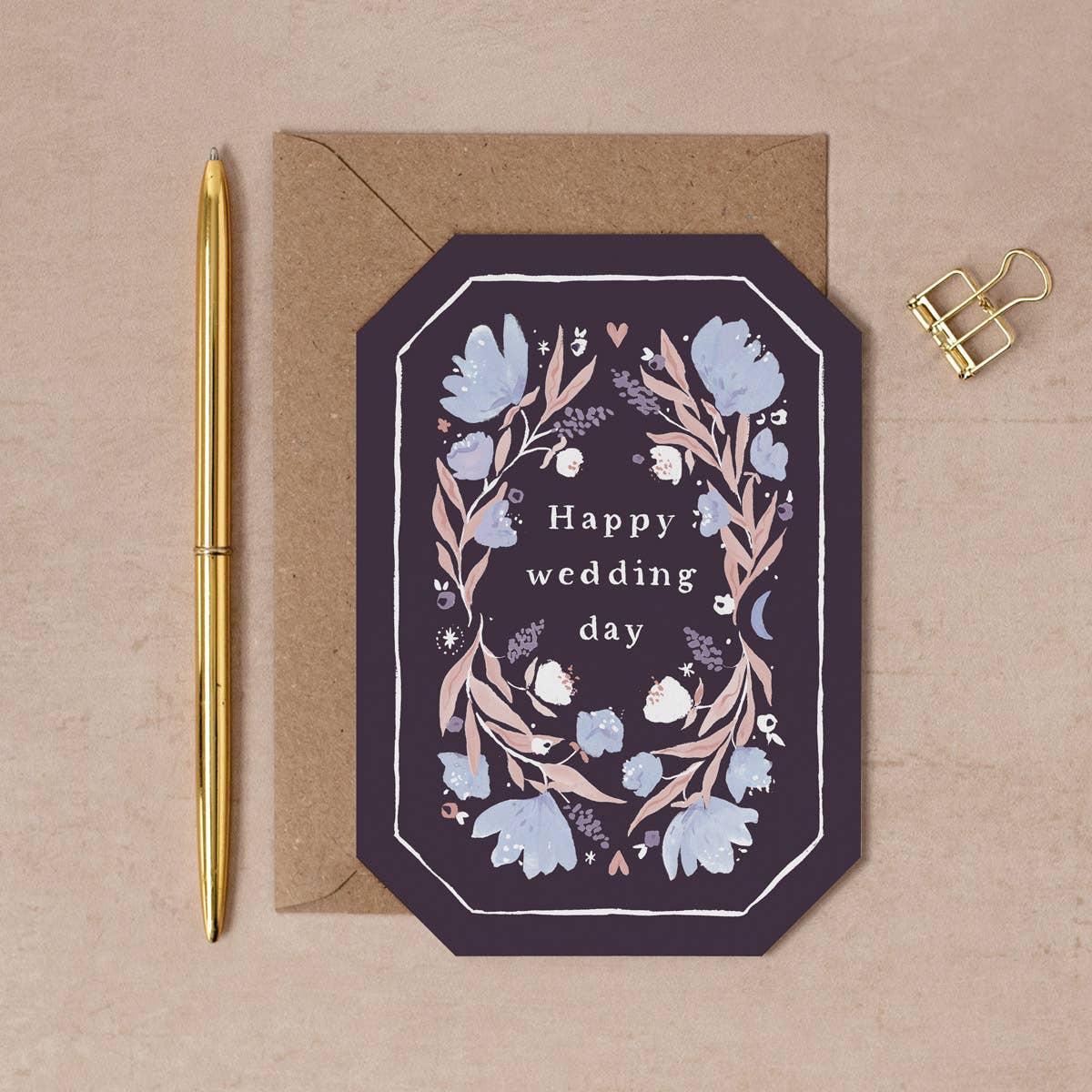 Carte de mariage florale en forme de gemme | Cartes de vœux originales